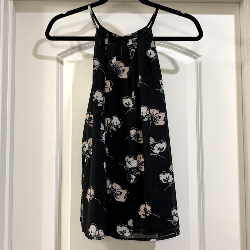 Fun2Fun Black floral halter top size small